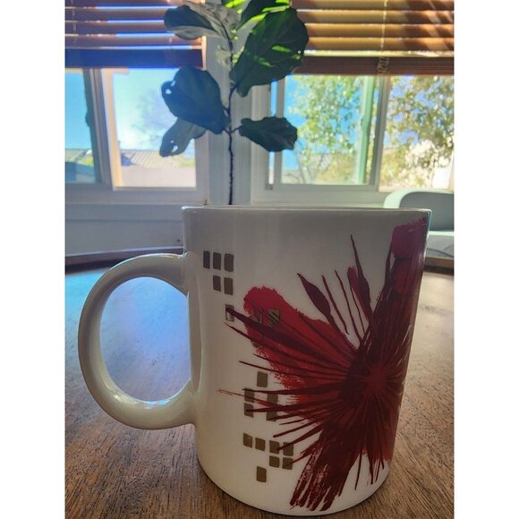 2014 Starbucks Christmas Red Gold Holiday StarBurst Coffee Cup Tea Mug - Picture 3 of 5